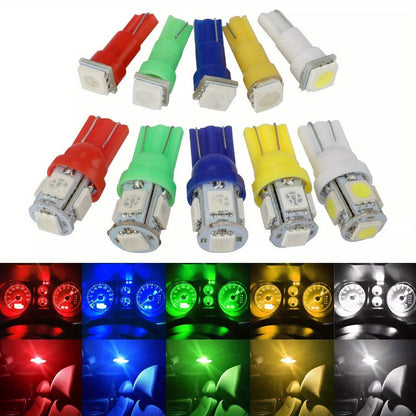 LED Instrument Panel Lights 70Pcs – T10 T5 12V Dashboard Bulb Kit, Multi-Color Green Red White Blue Yellow Interior Lighting for Cars
