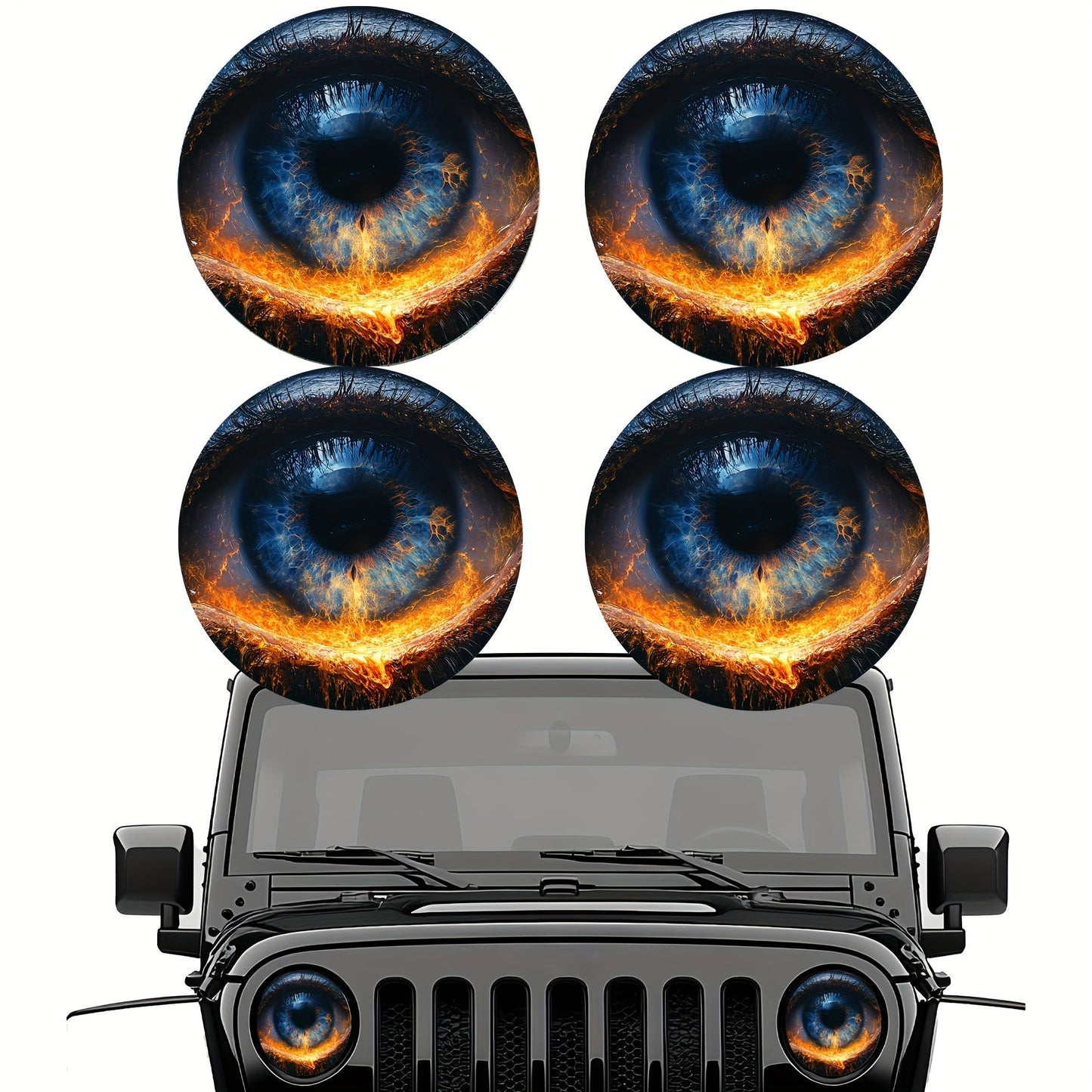 3D Beast Eye Headlight Stickers – Funny Car Headlight Decals for Jeep Round Headlights, Truck Body, Bumper & Window Decoration