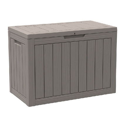 Outdoor Resin-Style Deck Box in 35- or 45-Gallon Sizes with Lockable Lid, Side Handles and Two Colors