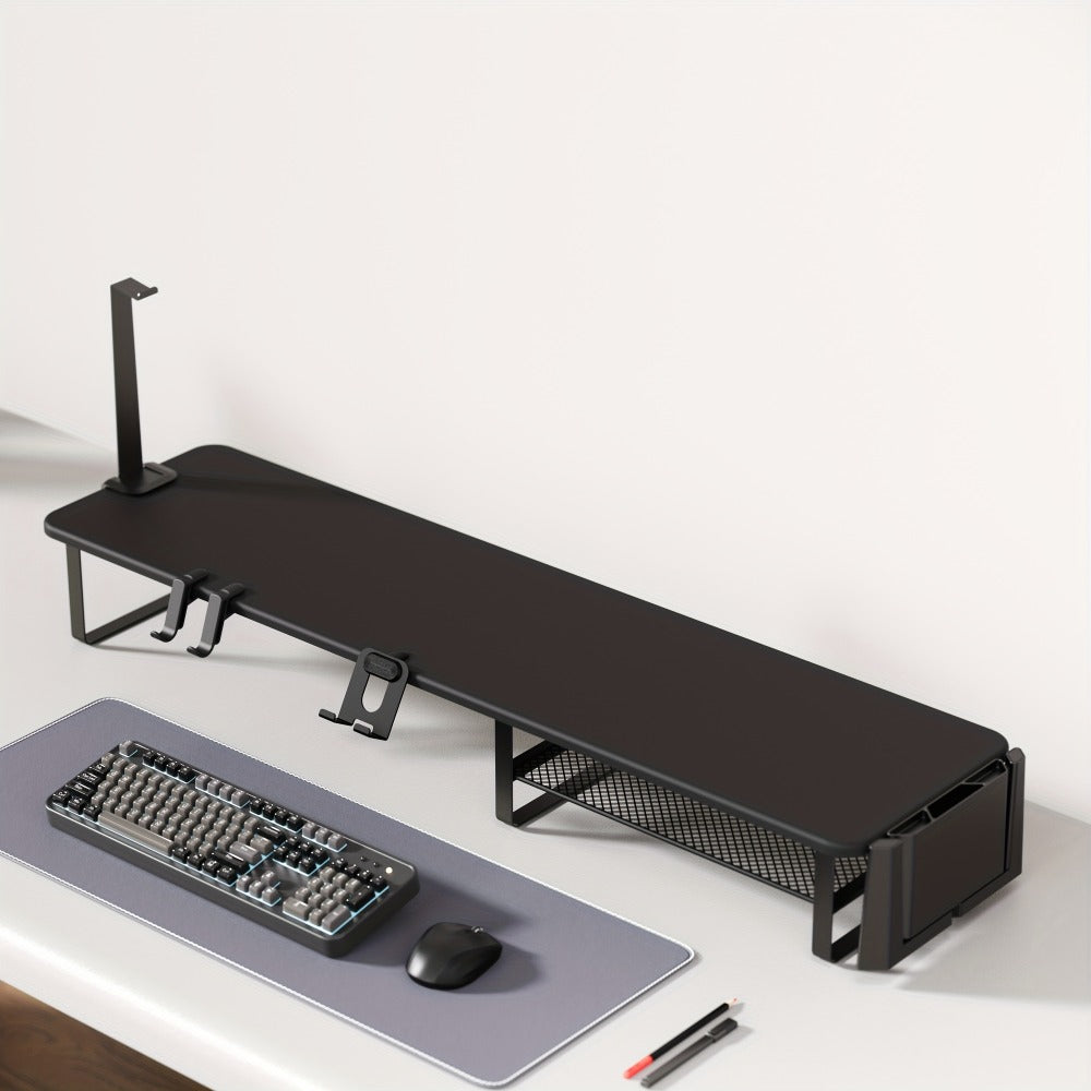 Monitor Stand Organizer with Headset Holder Phone Stand & Game Controller Holder, Versatile Desktop Riser for Computer Monitor Laptop