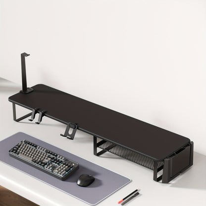 Monitor Stand Organizer with Headset Holder Phone Stand & Game Controller Holder, Versatile Desktop Riser for Computer Monitor Laptop