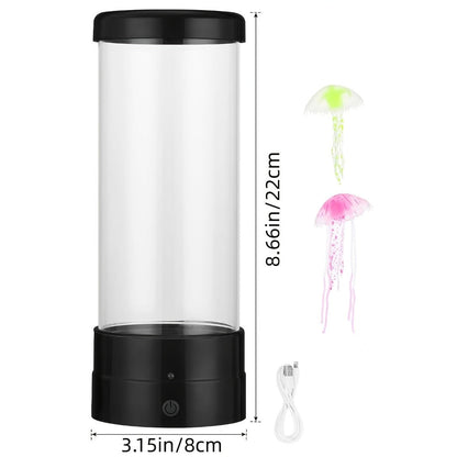 Jellyfish Lamp LED Floating 7 Color Mood Light, Electric Fantasy Jellyfish Tank Table Lamp for Home & Office Decor