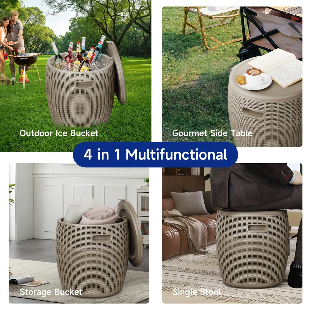 Insulated Ice Bucket with Drain Plug – Large Food-Grade Plastic Cooler for Parties, Camping, BBQ & Outdoor Events