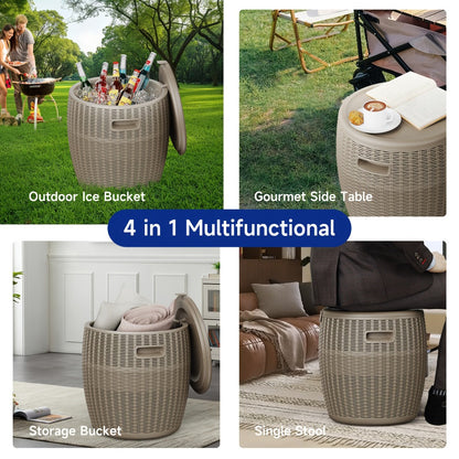Insulated Ice Bucket with Drain Plug – Large Food-Grade Plastic Cooler for Parties, Camping, BBQ & Outdoor Events
