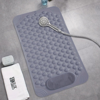 Textured Shower Bath Mat in 14.2 x 27.5 or 19.7 x 31.5-Inch Sizes and Six Color-and-Size Combinations