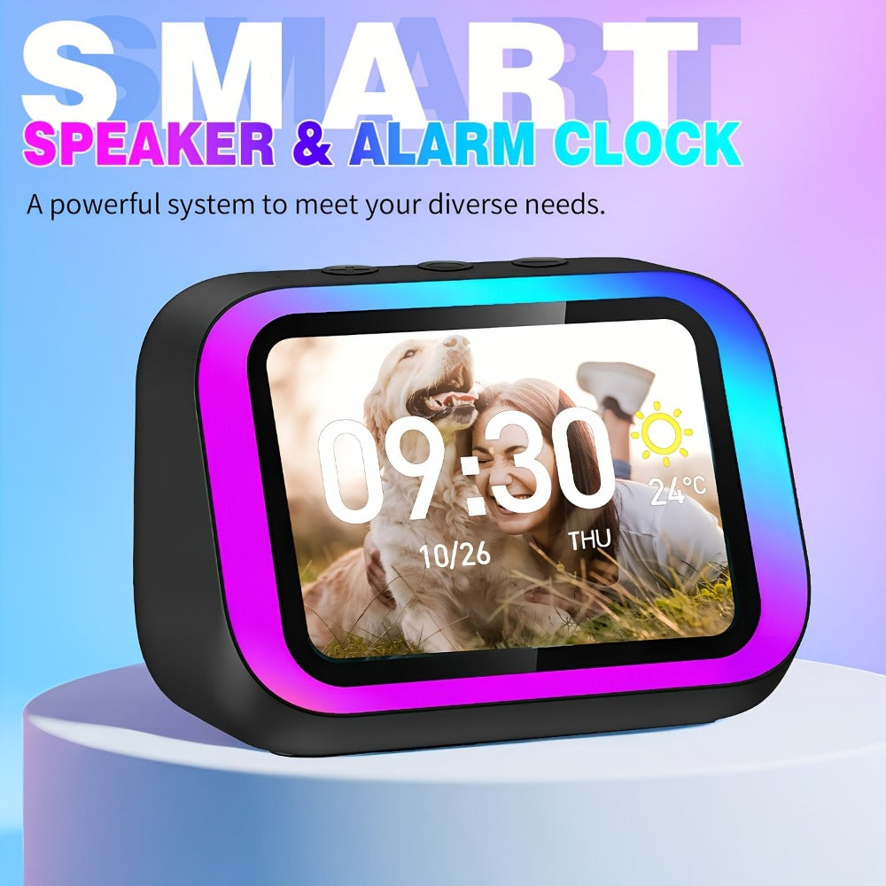 Smart Alarm Clock with AI Voice Assistant & Wireless Speaker - Dynamic RGB Light, Hi-Fi Stereo Sound
