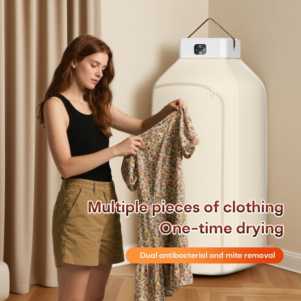 Mini Dryer Machine 600W Portable Clothes Dryer Dual Mode Quiet Operation Timer 1H 2H 8H Energy Efficient for Apartments Dorms RVs Travel