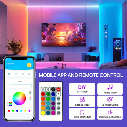 IR Remote LED Strip Lights with Music Sync & DIY Mode – RGB Color Changing Gradient Breathing Flashing for a Home Lash Beauty Routine