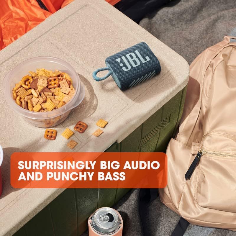 Bluetooth Speaker JBL Go 3 with IP67 Rating, USB-C Charging, Carry Loop, Five-Hour Runtime and Four Colors