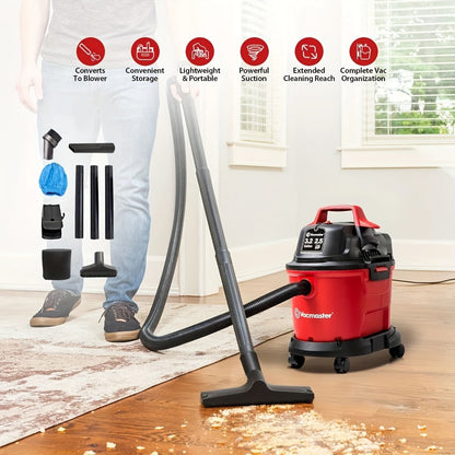 Wall Mount Wet Dry Vacuum 3.2 Gallon 2.5 Peak HP, Space-Saving Shop Vac with Cloth Filter for Wet Spills & Dry Debris