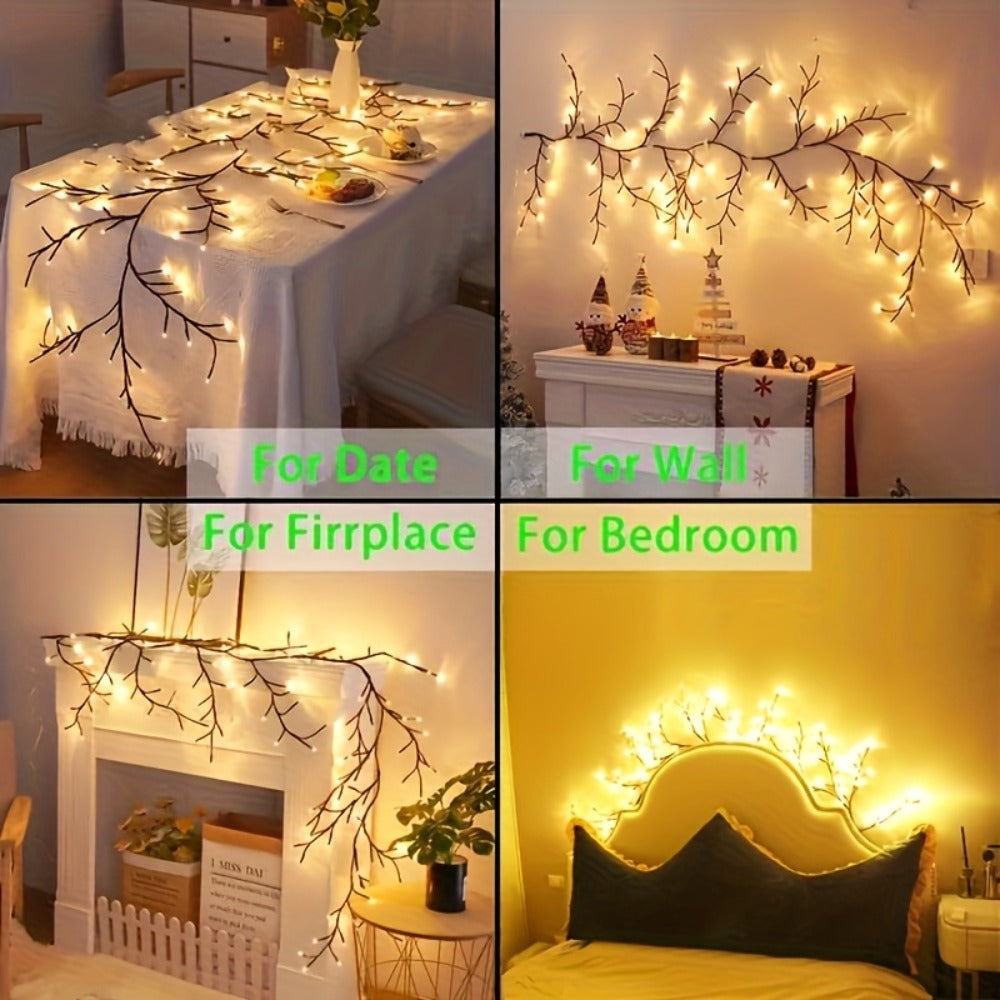 Fairy Lights with Remote, 96-LED Bendable Willow Branch Fairy Lights with USB Power, Remote Control and Eight Indoor Modes