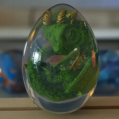 Dragon Egg Statue Crystal Transparent Resin Dinosaur Egg Figurine Handcrafted Collectible for Fantasy Lovers Home Decor Shelf Display