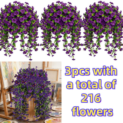 Artificial Rose Vine Hanging Garland 3pcs 216 Flowers – High-Density UV-Resistant Faux Rose Flower Vines with Realistic Roses & Foliage