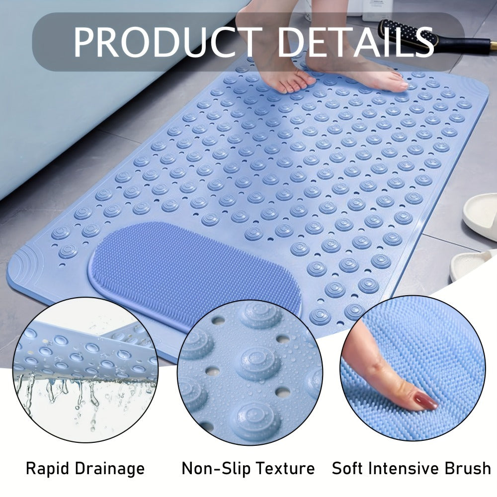 Textured Shower Bath Mat in 14.2 x 27.5 or 19.7 x 31.5-Inch Sizes and Six Color-and-Size Combinations