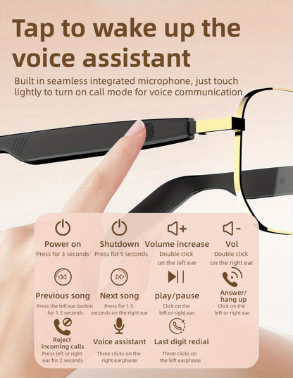Stereo Smart Audio Glasses Touch Control Intelligent Noise Reduction Type-C Rechargeable for an Everyday Personal Care Routine