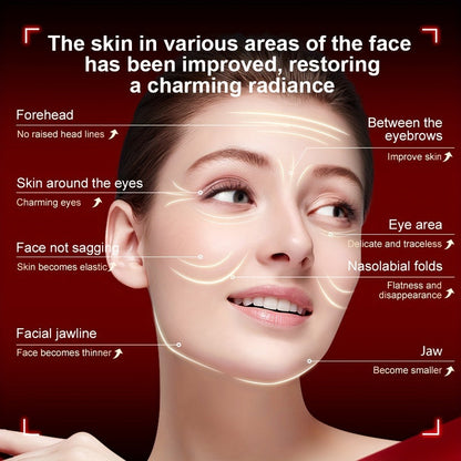 EMS Face Massager, 3-in-1 LED Light Therapy, Heat & EMS, USB Rechargeable Portable Facial Beauty Device for