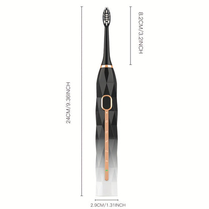 IPX8 Sonic Electric Toothbrush with 8 Replacement Brush Heads – Metal Shaft, USB Rechargeable 500mAh, Travel Case & Holder