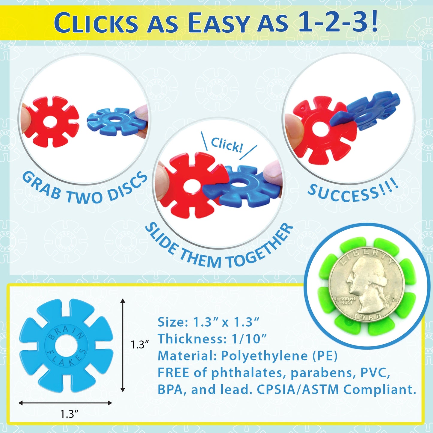 Brain Flakes Interlocking Disc Building Set 500 Pcs with the Listed Color, Size or Set Options for Everyday Use