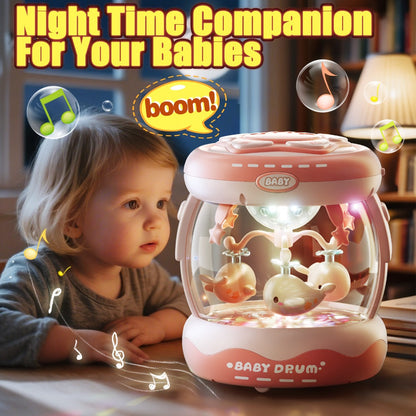 Baby Rotating Projector Music Toy 3 Months+, Interactive Animal Sounds & Lights, Multi-Functional Sensory Learning Toy for Infants