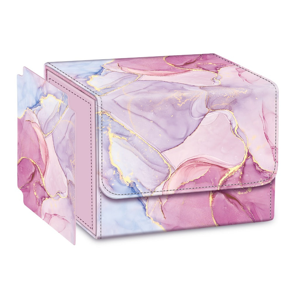 Magnetic Trading Card Deck Box with Six Marble-Style Color Options, Divider and Pictured 10.5 cm Width