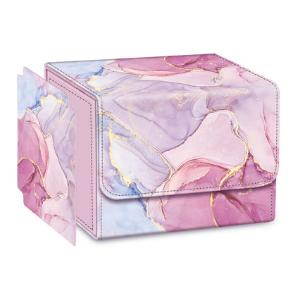 Magnetic Trading Card Deck Box with Six Marble-Style Color Options, Divider and Pictured 10.5 cm Width