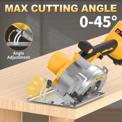 Brushless Circular Saw 5-Inch Kit 6900RPM with Battery & Charger, 45° Bevel Cut, Up to 6 Saw Blades