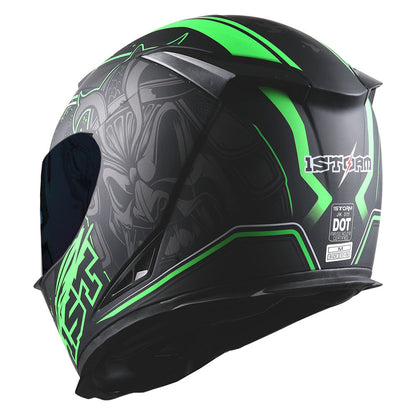 Motorcycle Helmet Full-Face Shell with Tinted and Spare Clear Shields, Quick-Release Buckle, Nine Styles and S-XL Sizes