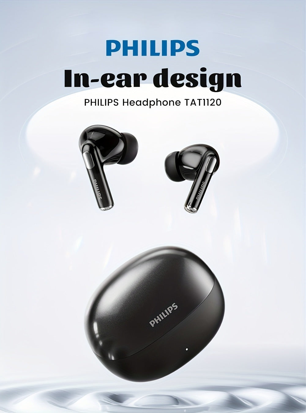 Wireless Earbuds Philips Bluetooth 6.0 Dual Stereo with Type-C Charging Case in Black or White