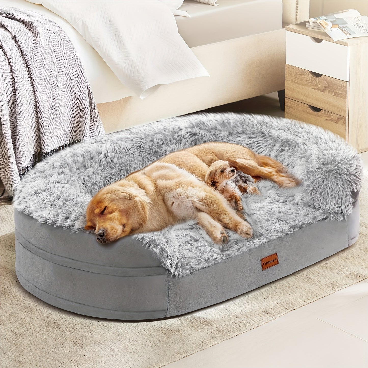 Orthopedic Dog Bed Egg Foam Ultra Soft Washable Cover for Large Medium Small Dogs Aging Pets Rectangle Semicircle Anti-Slip Joint Relief Pet