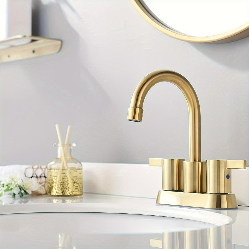 4-Inch Centerset Bathroom Faucet with Dual Handles, Swivel Spout and Single or Two-Piece Finish Options