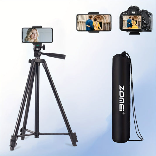 55 Inch Aluminum Tripod with Pistol Grip Head | Dual-Use Phone & Camera Travel Stand for iPhone Android DSLR Mirrorless Action Cam