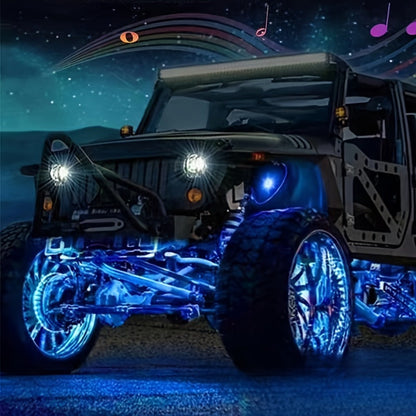 RGB LED Rock Lights Kit for Trucks & Off-Road – App & Remote Control, Music Mode, Underglow Neon Lights for SUV, ATV, UTV