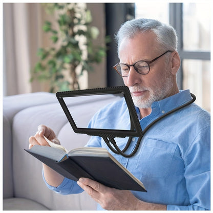 Hands-Free Magnifying Glass 5X Full Page, Flexible Gooseneck Neck-Worn Reading Magnifier for Seniors, Large Page Magnifier for Reading