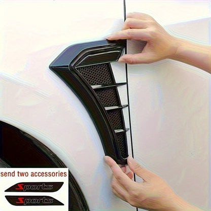 Decorative Shark-Gill Fender Vent Pair with Matte Black Finish, Adhesive Backing and 16 × 23 cm Size