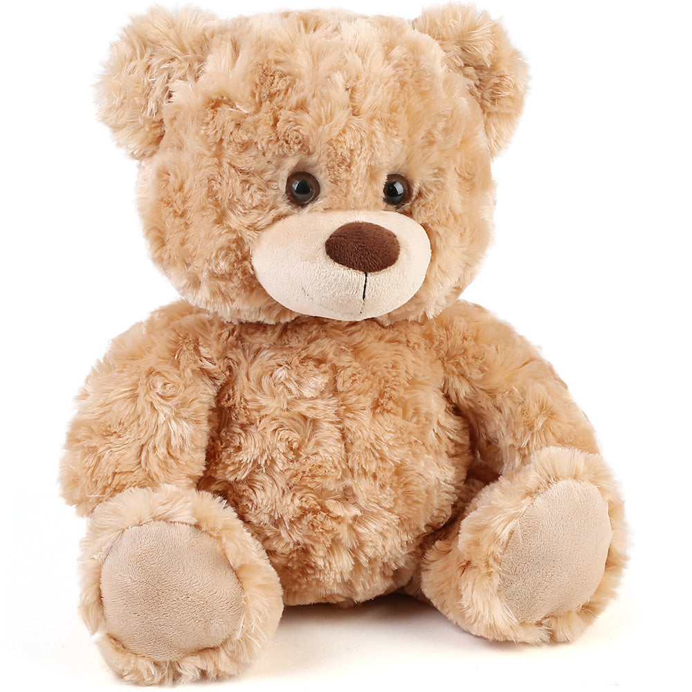 Plush Toy Shaggy Brown Teddy Bear 15-Inch with Sitting 12-Inch Format and Classic Bow for Display