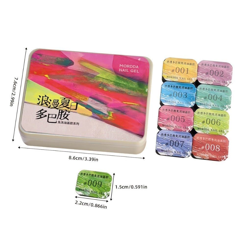Gel Nail Polish Set with MORDDA Label, 9 Romantic Summer Dopamine Gel Colors in Nine-Grid Set