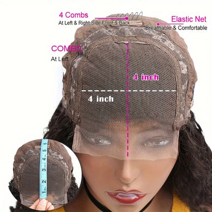 4x4 HD Lace Closure Curly Bob Wig Reddish Brown #33 Human Hair Pre-Plucked Glueless Short Bob with Baby Hair 20 Inch Warm Auburn Color Wig
