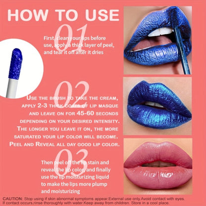 Matte Velvet Lip Stain Set 6 Colors Waterproof Smudge-Proof, Metallic Blue Cobalt Bold Shades Vegan Lip Gloss for All Skin Tones