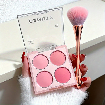 Blush Palette with Brushes Set 4-in-1 – Low Saturation Matte Powder Soft Gradient Finish, Buildable Coverage for Cheeks & Eyes