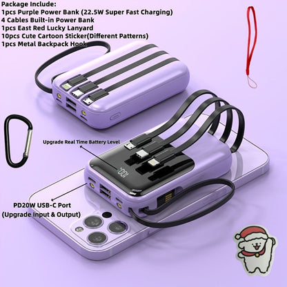 10000mAh Mini Power Bank 4 Built-In Cables Ultra-Bright LED Digital Display for an Everyday Personal Care Routine