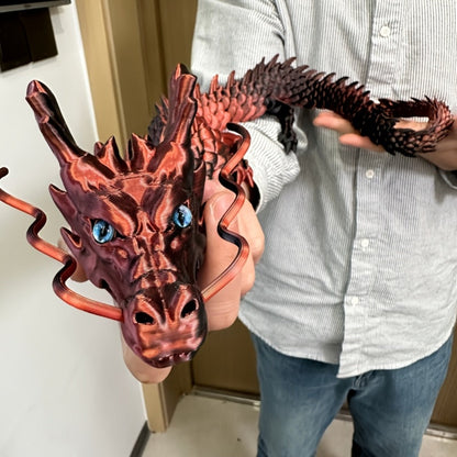 3D Printed Articulated Dragon Figurine 35.4" Giant Poseable Chinese Dragon Collectible Sculpture