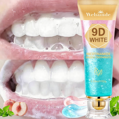 Niacinamide Toothpaste 9D Whitening Toothpaste for Stain Removal Fresh Breath Deep Cleansing Enamel Protection Minty Flavor Gentle on Gums