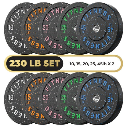 Bumper Plates Colored Rubber Weight Plates – 2-Inch Olympic Barbell Plates for Weightlifting & Strength Training