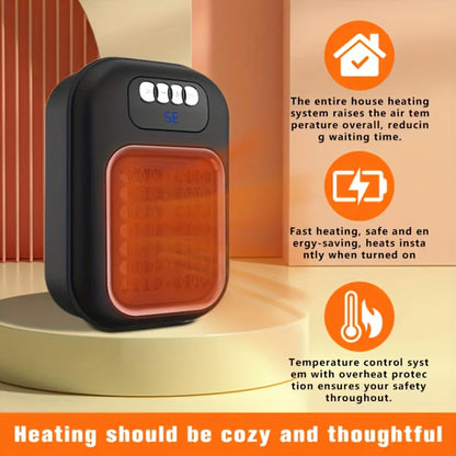 Wall Mounted Mini Electric Space Heater, Fast Heating, 3 Modes, Adjustable Temperature, Overheat & Tilt Protection