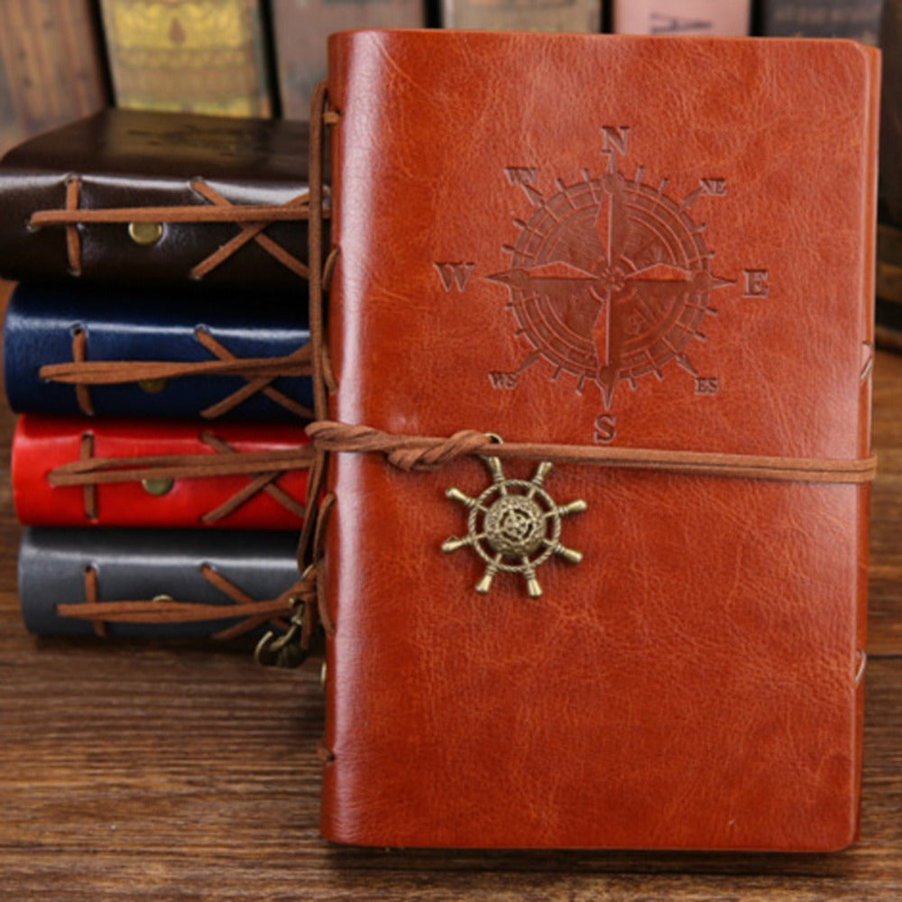 Retro Spiral Notebook 2 Pack – Vintage Pirate Anchor Design Diary Journal | Traveler Notepad Gift for Christmas, Birthday, Graduation