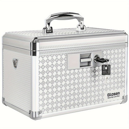 Locking Medicine Storage Box Aluminum Alloy with Key Lock & Handle, High- Family Medicine Organizer