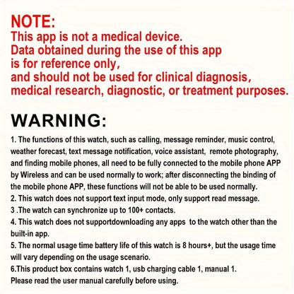 Smart Watch 1.5-Inch Round Display with Wireless Calling, Custom Faces and Black Silicone Band