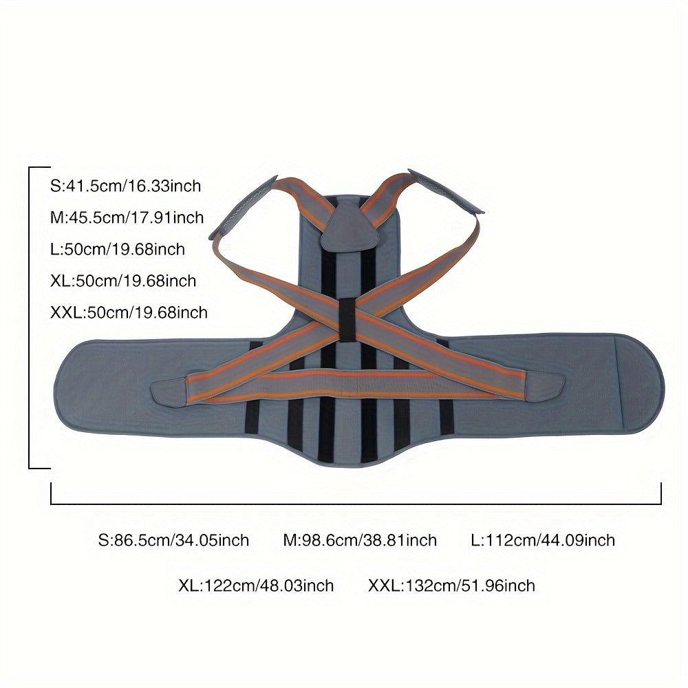 Full-Back Posture Brace with Dual Elastic Straps, Support Panels and S–XXL Size Options for Daily Wear