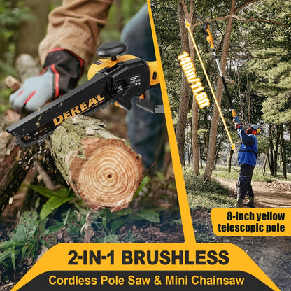 Mini Chainsaw Cordless 6-Inch Brushless with 20V 4.0Ah Rechargeable Battery, One-Hand Electric Handheld Chain Saw for Tree Trimming