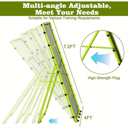 Volleyball Rebounder Net 7x4ft Adjustable Angle – Portable Steel Frame Training Rebounder with High-Tension PE Netting & 24 Elastic Cords